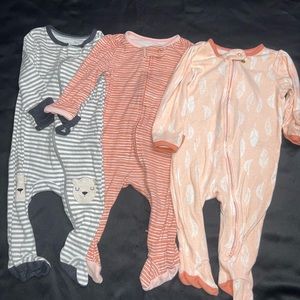 3 Pack baby sleep and play pajamas